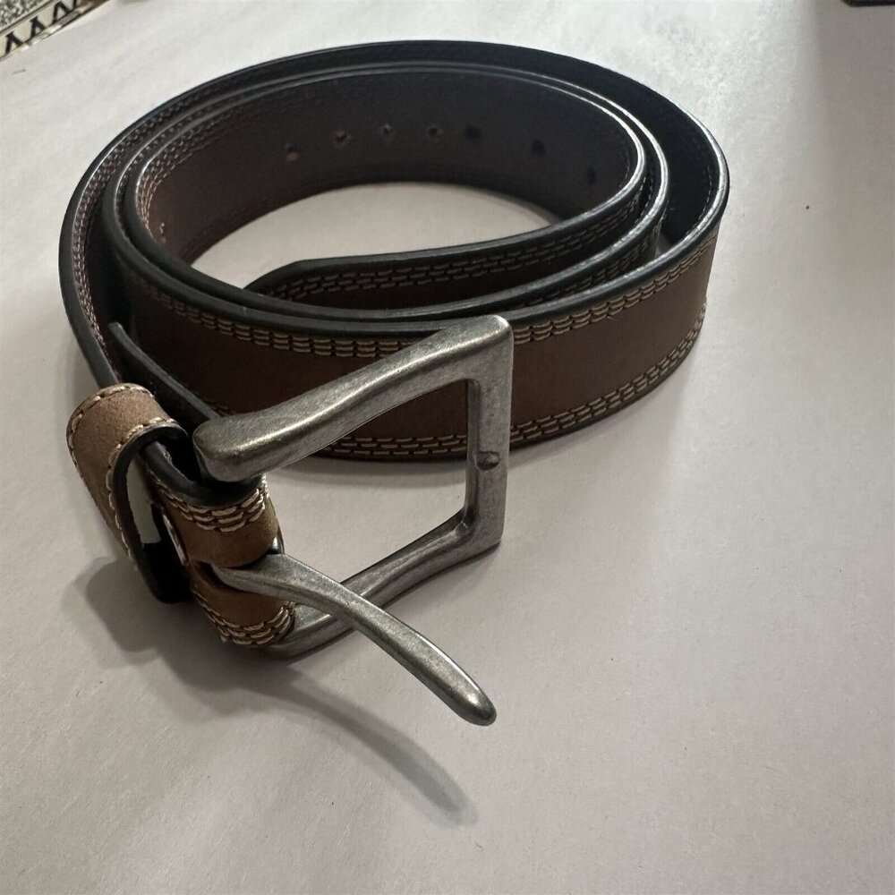 Mens Wrangler Belt Leather Brown Topstitched marked 50